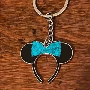 Kids Mouse Ears Keychain with Blue Bow